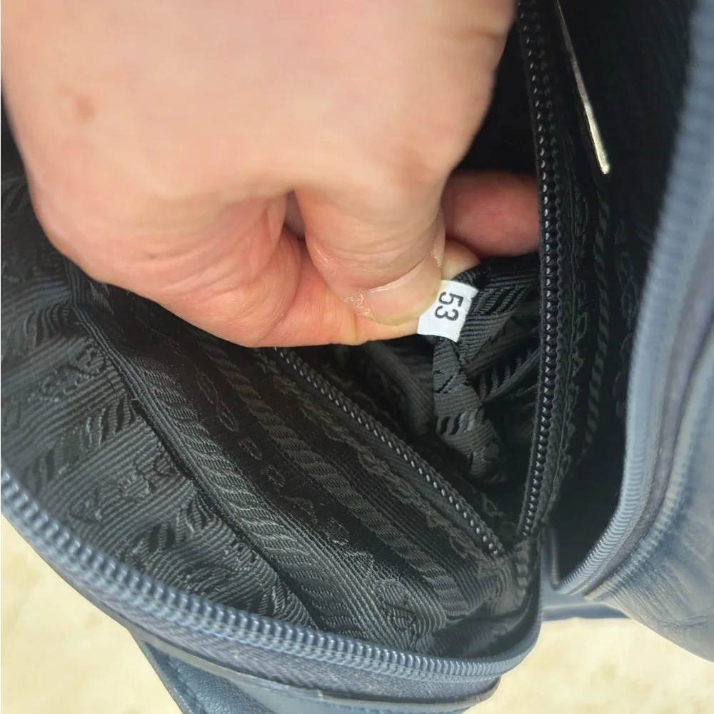 Prada Leather Navy Crossbody Bag with nylon strap Travel
